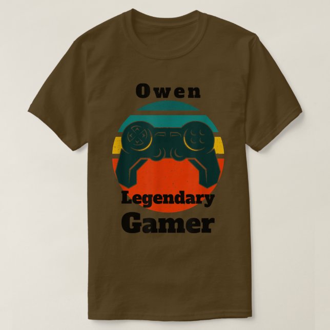 Camiseta Owen Legendary Gamer Video Game Player Controller (Frente do Design)