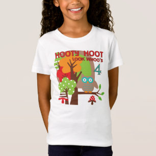 Camiseta Owl 4th Birthday T shirts e presentes