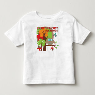 Camiseta Owl 4th Birthday T shirts e presentes