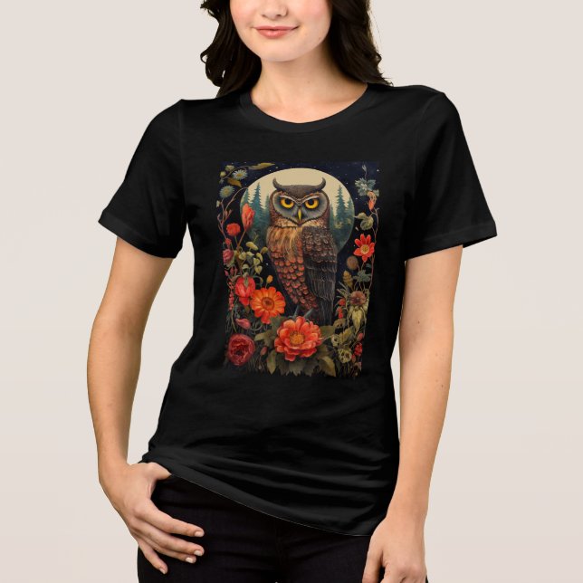 Camiseta Owl at Night with a Full Moon (Frente)