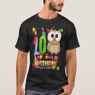 Camiseta Owl Birthday, 10 anos Crianças do 10º aniversário 