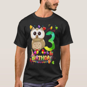 Camiseta Owl Birthday, 3 anos Crianças do 3º Aniversário da