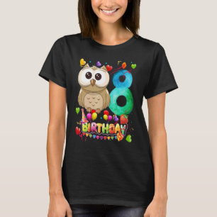 Camiseta Owl Birthday, 8 anos Crianças 8th Owl Aniversário