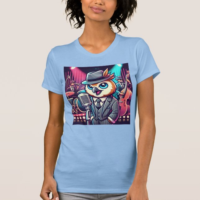 Camiseta Owl Jolson - Neon Jazz Club Singer (Frente)