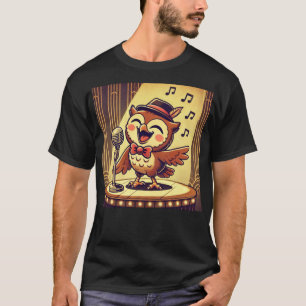Camiseta Owl Jolson - Vintage Jazz Cantando Coruja