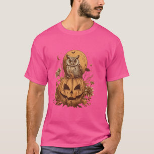 Camiseta Owl Witch Hat Sobre Pumpkin Halloween Dark Academi