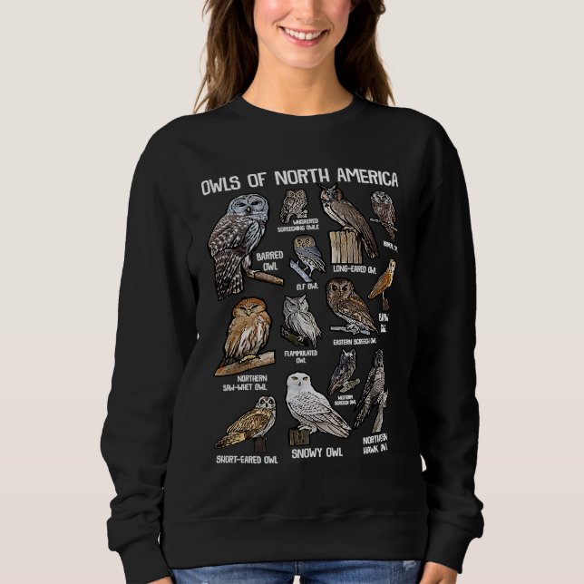 Camiseta Owls of North America Nocturnal Animal Bird  Owl (Frente)