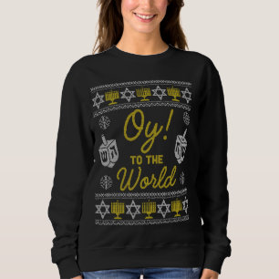 Camiseta Oy To The World Engraçado Hanukkah Sweater Style J