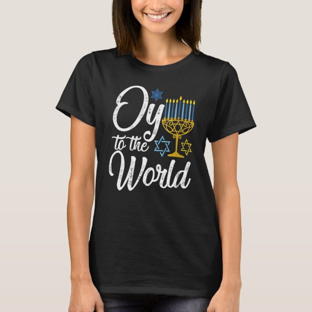 Camiseta Oy To The World Hanukkah Jewish For Men Women (Frente)