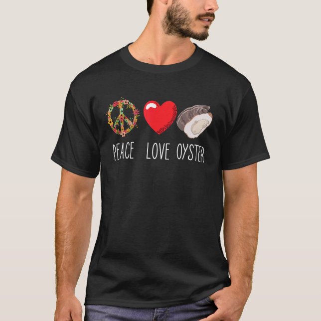 Camiseta Oyster Heart Love Peace Mollusk Shucker Seafood (Frente)