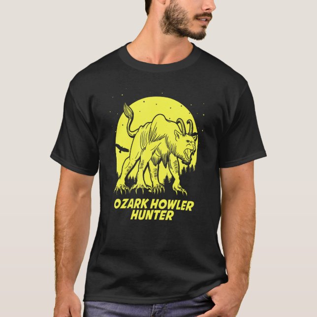 Camiseta Ozark Howler Oculta Cryptid, campeão de caça em bu (Frente)