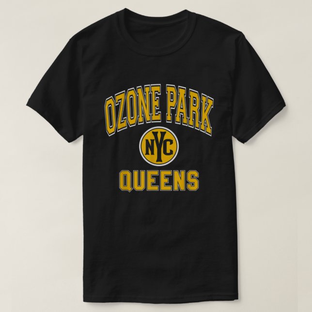 Camiseta Ozone Park Queens Nyc Varsity Style Amber Impressã (Frente do Design)