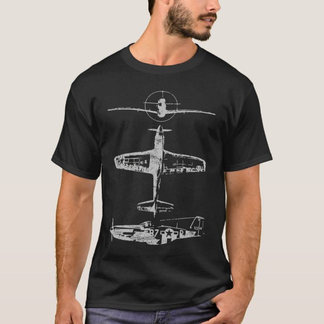 Camiseta P51 Mustang American WW2 War Plane (Frente)