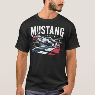 Camiseta P51 Mustang - Vermelho, Branco e Azul