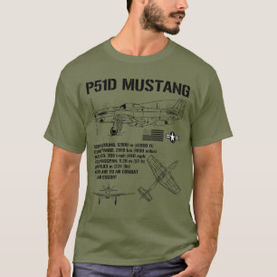 Camiseta P51 Mustang WII Fighter Specs Plano Militar P51