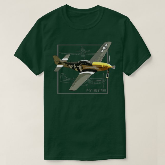 Camiseta P51 Mustang WW2 Fighter Plane (Frente do Design)