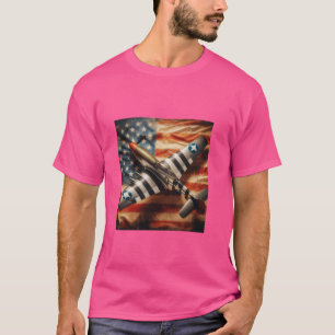 Camiseta P51 Mustang WW2 Warplane em dificuldades Bandeira 