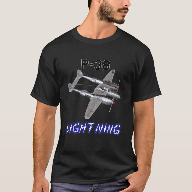 Camiseta P 38 Lightning USAF Warbird WW2 Plane T Shirt (Frente)