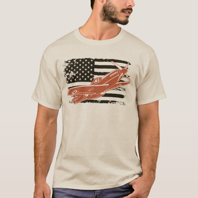Camiseta P-51 Mustang American Fighter Plane (Frente)