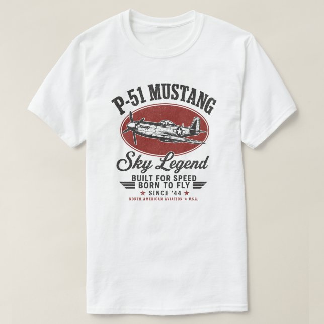 Camiseta P-51 Mustang – Sky Legend (Frente do Design)