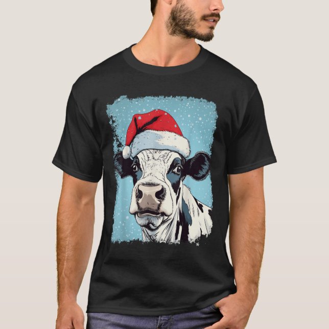 Camiseta P Art Colorful Cow Christmas  (Frente)