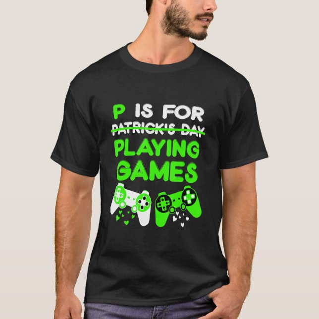 Camiseta P É Para Jogar Jogos Rapazes Dia de São Patrício G (Frente)