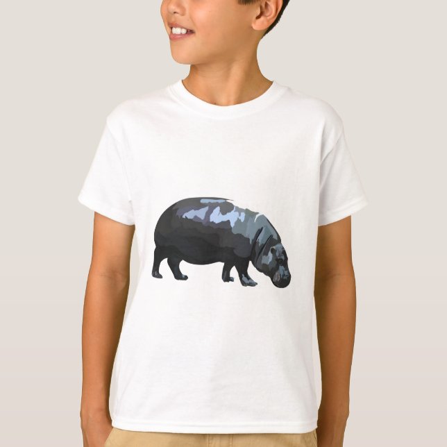 Camiseta P é para Pygmy Hippo (Frente)