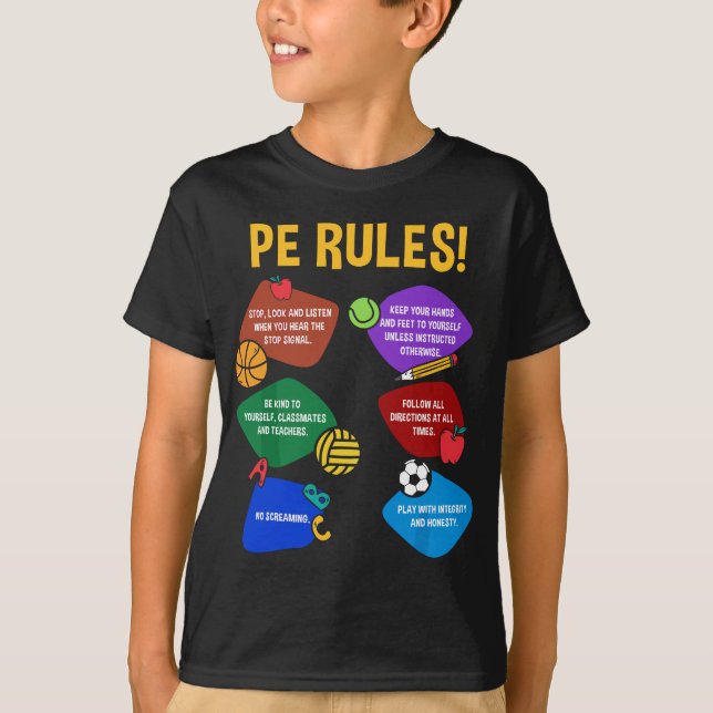 Camiseta P.E. Professores Regras de Educação Física Escola  (Frente)