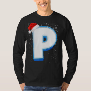 Camiseta P Snowy Maiúscula Monograma - Letra alfabética de 