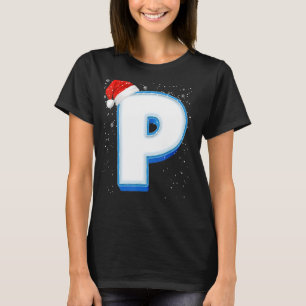 Camiseta P Snowy Maiúscula Monograma - Letra alfabética de 