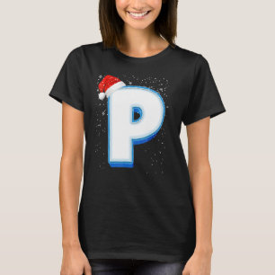 Camiseta P Snowy Maiúscula Monograma - Letra alfabética de