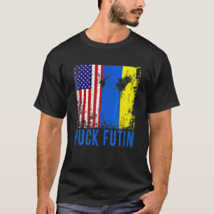 Camiseta P Uck F Utin Ucrânia Flag American Flag Support Uk