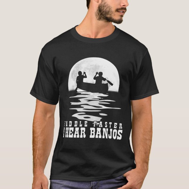 Camiseta pá mais rapidamente eu ouço banjos (Frente)