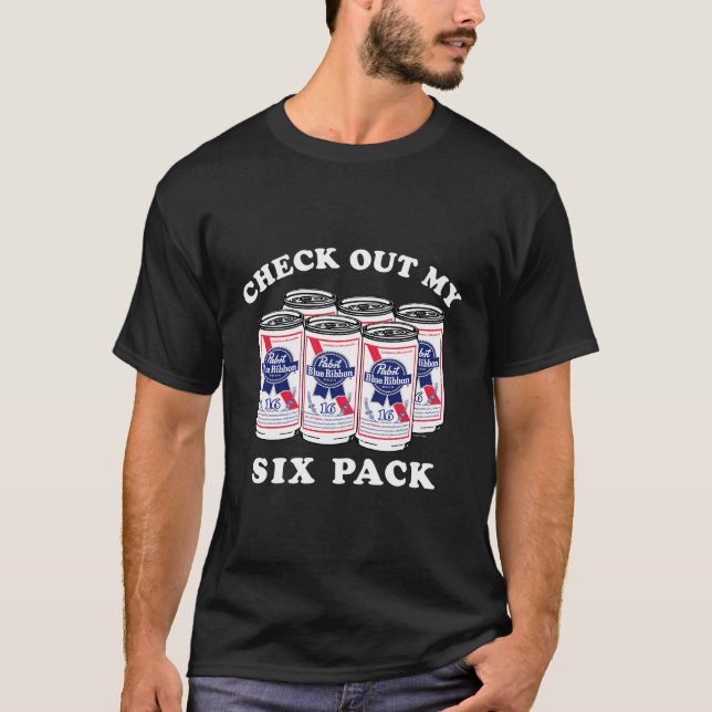 Camiseta Pabst Blue Ribbon Check My Seis Pack (Frente)