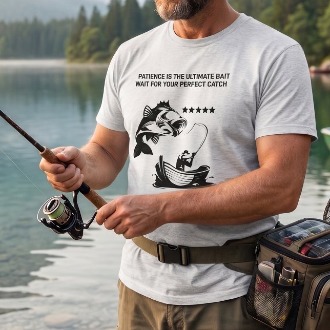 Camiseta "Paciência É a Isca Definitiva" Pescador (Criador carregado)