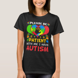 Camiseta Paciente Quebra-cabeça Colorida Colorida Eu Tenho 