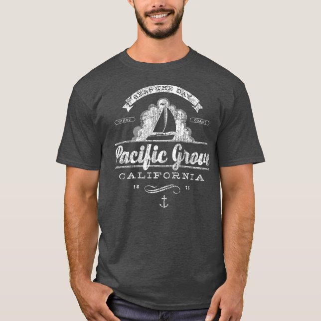 Camiseta Pacific Grove CA Sailboat  Vintage Nautical (Frente)