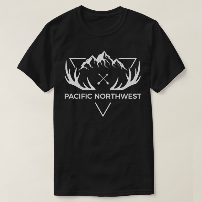 Camiseta Pacific Northwest   Cool PNW Mountain Deer Gift Pu (Frente do Design)