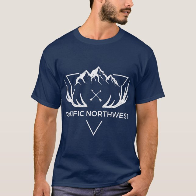 Camiseta Pacífico    NoroesteCool PNW Mountain Deer Gift (Frente)