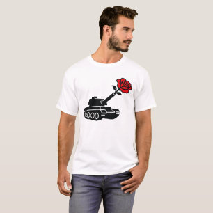 Camiseta Pacifismo anti-guerra do tanque de Rosa Floral