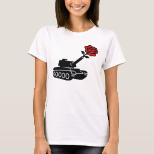 Camiseta Pacifismo anti-guerra do tanque de Rosa Floral