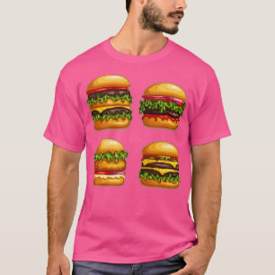 Camiseta Pacote de Adesivos de Fast Food Hambúrguer Foodiet