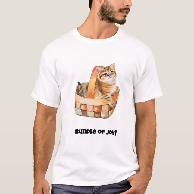 Camiseta Pacote de alegria! Gato Engraçado (Frente)