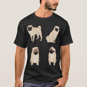Camiseta Pacote de ilustrações de Pug fofo