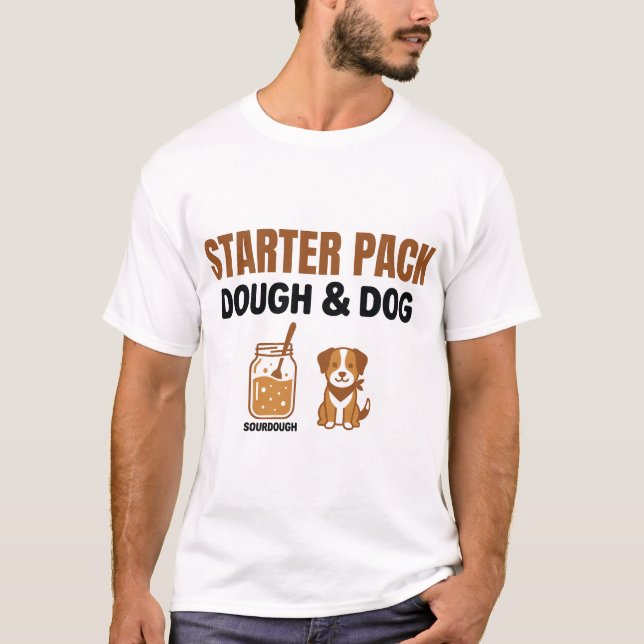 Camiseta Pacote de Massa de Fermento Cute e Cachorro (Frente)