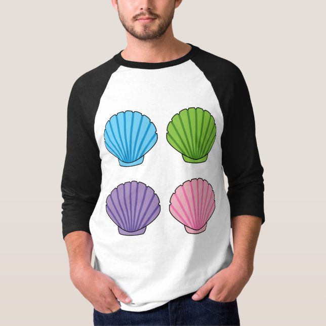 Camiseta Pacote de Seashell Colorido de Pastel (Frente)