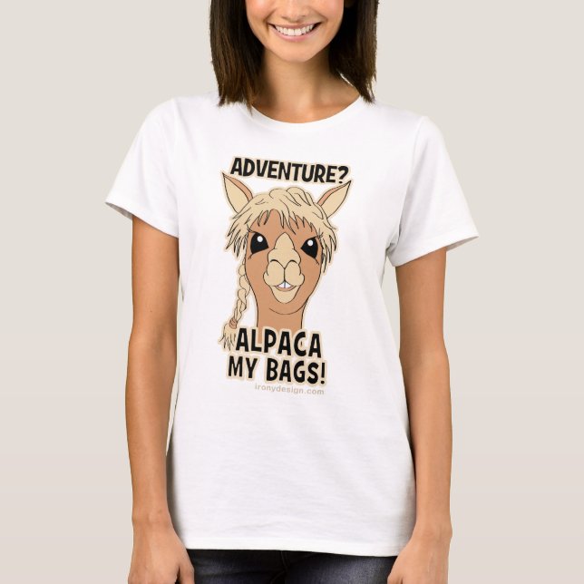 Camiseta Pacote Minhas Bolsas Engraçado Alpaca Llama (Frente)