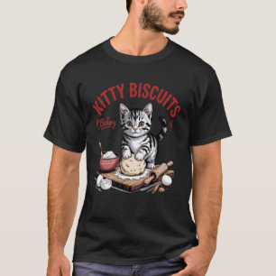 Camiseta Padaria Kitty Biscuits Gato Fofo Amassando Massa