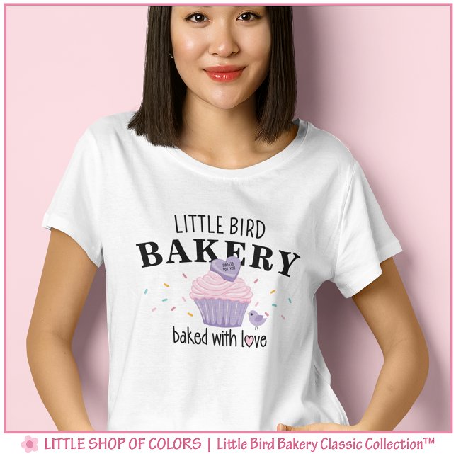 Camiseta Padaria Little Bird Bakery Cupcake Fofo (Criador carregado)