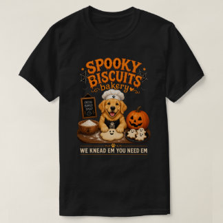 Camiseta Padaria Spooky Biscuits Golden Retriever Halloween